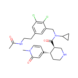 CC(=O)NCCc1cc(Cl)c(Cl)c(CN(C(=O)[C@H]2CNCC[C@@H]2c2ccn(C)c(=O)c2)C2CC2)c1 ZINC000072175047
