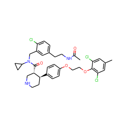 CC(=O)NCCc1ccc(Cl)c(CN(C(=O)[C@H]2CNCC[C@@H]2c2ccc(OCCOc3c(Cl)cc(C)cc3Cl)cc2)C2CC2)c1 ZINC000072147682