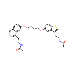 CC(=O)NCCc1cccc2ccc(OCCCCOc3ccc4scc(CCNC(C)=O)c4c3)cc12 ZINC000049784157