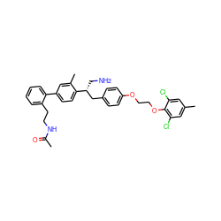 CC(=O)NCCc1ccccc1-c1ccc([C@H](CN)Cc2ccc(OCCOc3c(Cl)cc(C)cc3Cl)cc2)c(C)c1 ZINC000043203311
