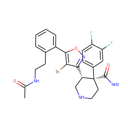 CC(=O)NCCc1ccccc1-c1onc([C@H]2CNCC[C@]2(C(N)=O)c2ccc(F)c(F)c2)c1Br ZINC000084586868