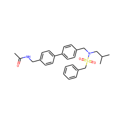 CC(=O)NCc1ccc(-c2ccc(CN(CC(C)C)S(=O)(=O)Cc3ccccc3)cc2)cc1 ZINC000148828594