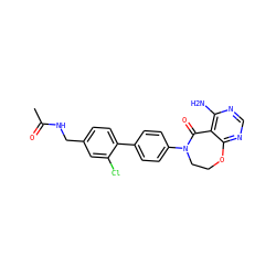 CC(=O)NCc1ccc(-c2ccc(N3CCOc4ncnc(N)c4C3=O)cc2)c(Cl)c1 ZINC000144291679