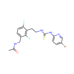 CC(=O)NCc1ccc(F)c(CCNC(=S)Nc2ccc(Br)cn2)c1F ZINC000013759853