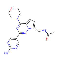 CC(=O)NCc1ccc2c(N3CCOCC3)nc(-c3cnc(N)nc3)nn12 ZINC000474609836
