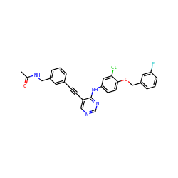 CC(=O)NCc1cccc(C#Cc2cncnc2Nc2ccc(OCc3cccc(F)c3)c(Cl)c2)c1 ZINC000034800054