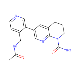 CC(=O)NCc1ccncc1-c1cnc2c(c1)CCCN2C(N)=O ZINC001772618066