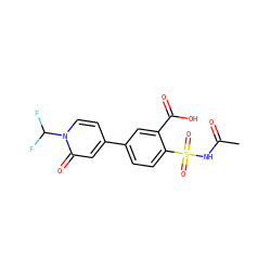 CC(=O)NS(=O)(=O)c1ccc(-c2ccn(C(F)F)c(=O)c2)cc1C(=O)O ZINC000045286582