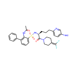 CC(=O)Nc1c(-c2ccccc2)cccc1S(=O)(=O)N[C@@H](CCCc1ccc(N)cn1)C(=O)N1CCC(=C(F)F)CC1 ZINC000003943549