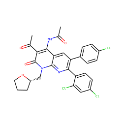 CC(=O)Nc1c(C(C)=O)c(=O)n(C[C@@H]2CCCO2)c2nc(-c3ccc(Cl)cc3Cl)c(-c3ccc(Cl)cc3)cc12 ZINC000028569451