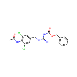 CC(=O)Nc1c(Cl)cc(CNC(=N)NC(=O)OCc2ccccc2)cc1Cl ZINC000473160605