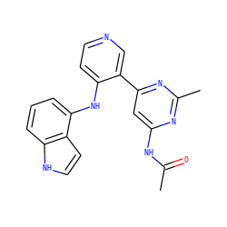 CC(=O)Nc1cc(-c2cnccc2Nc2cccc3[nH]ccc23)nc(C)n1 ZINC000113150726