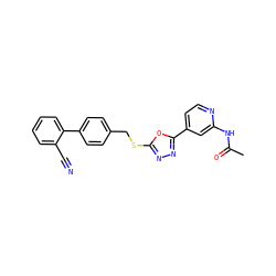 CC(=O)Nc1cc(-c2nnc(SCc3ccc(-c4ccccc4C#N)cc3)o2)ccn1 ZINC000096271050