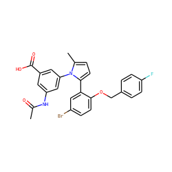 CC(=O)Nc1cc(C(=O)O)cc(-n2c(C)ccc2-c2cc(Br)ccc2OCc2ccc(F)cc2)c1 ZINC000028819039