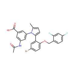 CC(=O)Nc1cc(C(=O)O)cc(-n2c(C)ccc2-c2cc(Br)ccc2OCc2ccc(F)cc2F)c1 ZINC000028819040