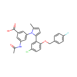 CC(=O)Nc1cc(C(=O)O)cc(-n2c(C)ccc2-c2cc(Cl)ccc2OCc2ccc(F)cc2)c1 ZINC000028819035