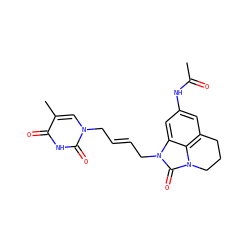 CC(=O)Nc1cc2c3c(c1)n(C/C=C/Cn1cc(C)c(=O)[nH]c1=O)c(=O)n3CCC2 ZINC000066262788