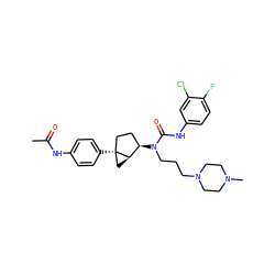 CC(=O)Nc1ccc([C@]23CC[C@@H](N(CCCN4CCN(C)CC4)C(=O)Nc4ccc(F)c(Cl)c4)[C@H]2C3)cc1 ZINC000036351571