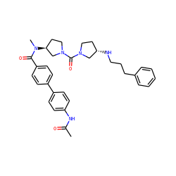 CC(=O)Nc1ccc(-c2ccc(C(=O)N(C)[C@H]3CCN(C(=O)N4CC[C@H](NCCCc5ccccc5)C4)C3)cc2)cc1 ZINC000036351603