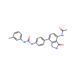 CC(=O)Nc1ccc(-c2ccc(NC(=O)Nc3cccc(C)c3)cc2)c2c1C(=O)NC2 ZINC000014945238