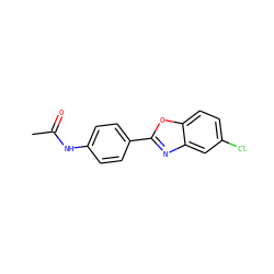 CC(=O)Nc1ccc(-c2nc3cc(Cl)ccc3o2)cc1 ZINC000000839479