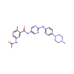 CC(=O)Nc1ccc(C)c(C(=O)Nc2cnc(Nc3ccc(N4CCN(C)CC4)cc3)nc2)c1 ZINC000053050652