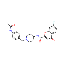CC(=O)Nc1ccc(CN2CCC(NC(=O)c3cc(=O)c4ccc(F)cc4o3)CC2)cc1 ZINC000036126728