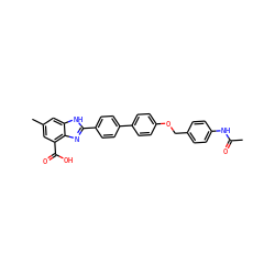 CC(=O)Nc1ccc(COc2ccc(-c3ccc(-c4nc5c(C(=O)O)cc(C)cc5[nH]4)cc3)cc2)cc1 ZINC000474609718