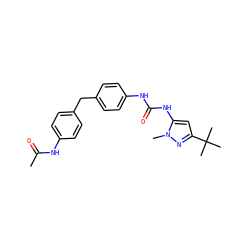 CC(=O)Nc1ccc(Cc2ccc(NC(=O)Nc3cc(C(C)(C)C)nn3C)cc2)cc1 ZINC000013442540