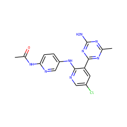 CC(=O)Nc1ccc(Nc2ncc(Cl)cc2-c2nc(C)nc(N)n2)cn1 ZINC000113237651