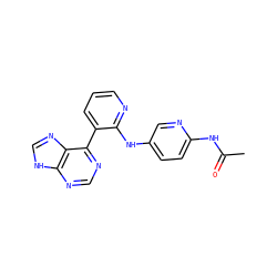 CC(=O)Nc1ccc(Nc2ncccc2-c2ncnc3[nH]cnc23)cn1 ZINC000113149800