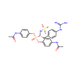 CC(=O)Nc1ccc(OP(=O)(Oc2ccc(NC(C)=O)cc2)[C@@H](Cc2ccc(NC(=N)N)cc2)NS(C)(=O)=O)cc1 ZINC000028869535