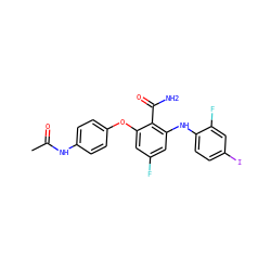 CC(=O)Nc1ccc(Oc2cc(F)cc(Nc3ccc(I)cc3F)c2C(N)=O)cc1 ZINC000096905651