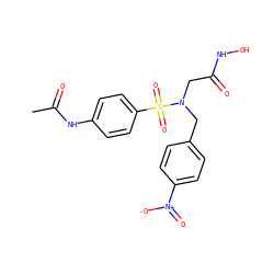 CC(=O)Nc1ccc(S(=O)(=O)N(CC(=O)NO)Cc2ccc([N+](=O)[O-])cc2)cc1 ZINC000013808273