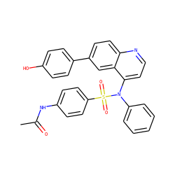 CC(=O)Nc1ccc(S(=O)(=O)N(c2ccccc2)c2ccnc3ccc(-c4ccc(O)cc4)cc23)cc1 ZINC000473086141