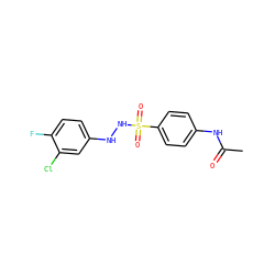 CC(=O)Nc1ccc(S(=O)(=O)NNc2ccc(F)c(Cl)c2)cc1 ZINC000299836931