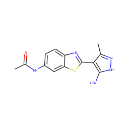 CC(=O)Nc1ccc2nc(-c3c(C)n[nH]c3N)sc2c1 ZINC000114397805