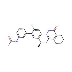 CC(=O)Nc1cccc(-c2cc([C@H](C)Cc3n[nH]c(=O)c4c3CCCC4)ccc2F)c1 ZINC000169220604