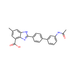 CC(=O)Nc1cccc(-c2ccc(-c3nc4c(C(=O)O)cc(C)cc4[nH]3)cc2)c1 ZINC000474609843