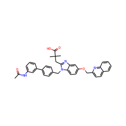 CC(=O)Nc1cccc(-c2ccc(Cn3c(CC(C)(C)C(=O)O)nc4cc(OCc5ccc6ccccc6n5)ccc43)cc2)c1 ZINC000226107602