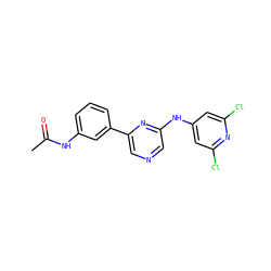 CC(=O)Nc1cccc(-c2cncc(Nc3cc(Cl)nc(Cl)c3)n2)c1 ZINC000013679266