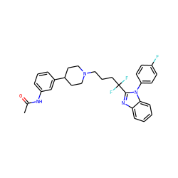 CC(=O)Nc1cccc(C2CCN(CCCC(F)(F)c3nc4ccccc4n3-c3ccc(F)cc3)CC2)c1 ZINC000058590460