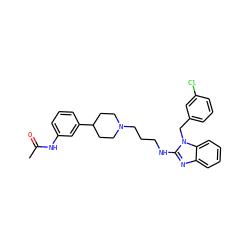 CC(=O)Nc1cccc(C2CCN(CCCNc3nc4ccccc4n3Cc3cccc(Cl)c3)CC2)c1 ZINC000058583161