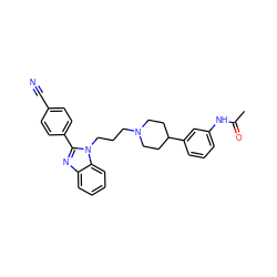 CC(=O)Nc1cccc(C2CCN(CCCn3c(-c4ccc(C#N)cc4)nc4ccccc43)CC2)c1 ZINC000071316004
