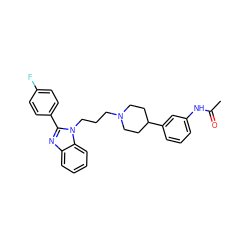 CC(=O)Nc1cccc(C2CCN(CCCn3c(-c4ccc(F)cc4)nc4ccccc43)CC2)c1 ZINC000071319374
