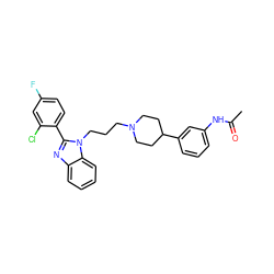 CC(=O)Nc1cccc(C2CCN(CCCn3c(-c4ccc(F)cc4Cl)nc4ccccc43)CC2)c1 ZINC000071329251