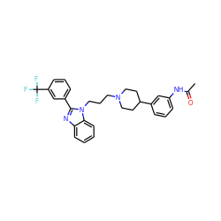 CC(=O)Nc1cccc(C2CCN(CCCn3c(-c4cccc(C(F)(F)F)c4)nc4ccccc43)CC2)c1 ZINC000071315886