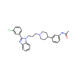 CC(=O)Nc1cccc(C2CCN(CCCn3c(-c4cccc(Cl)c4)nc4ccccc43)CC2)c1 ZINC000071317395