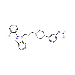CC(=O)Nc1cccc(C2CCN(CCCn3c(-c4ccccc4Cl)nc4ccccc43)CC2)c1 ZINC000071317093