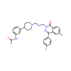 CC(=O)Nc1cccc(C2CCN(CCCn3nc(-c4ccc(Cl)cc4)c4cc(C)ccc4c3=O)CC2)c1 ZINC000073220717
